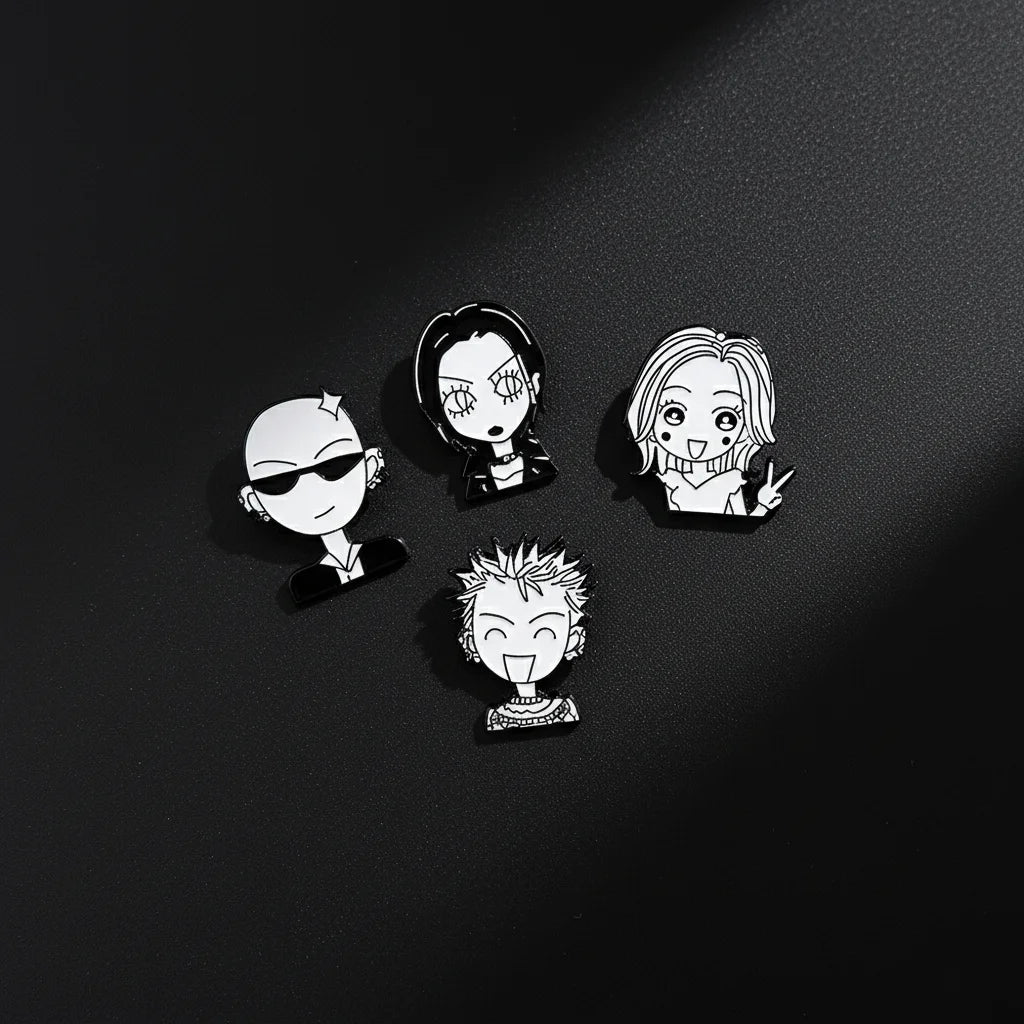 Anime Brooches Nana Oosaki Komatsu Nana Nobuo Terashima, 4Pcs Japanese Cartoon Character Badges Pins for Jacket Backpack Jewelry