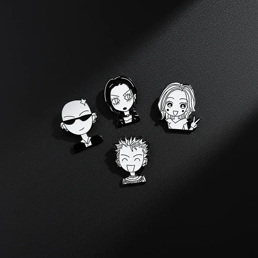 Anime Brooches Nana Oosaki Komatsu Nana Nobuo Terashima, 4Pcs Japanese Cartoon Character Badges Pins for Jacket Backpack Jewelry