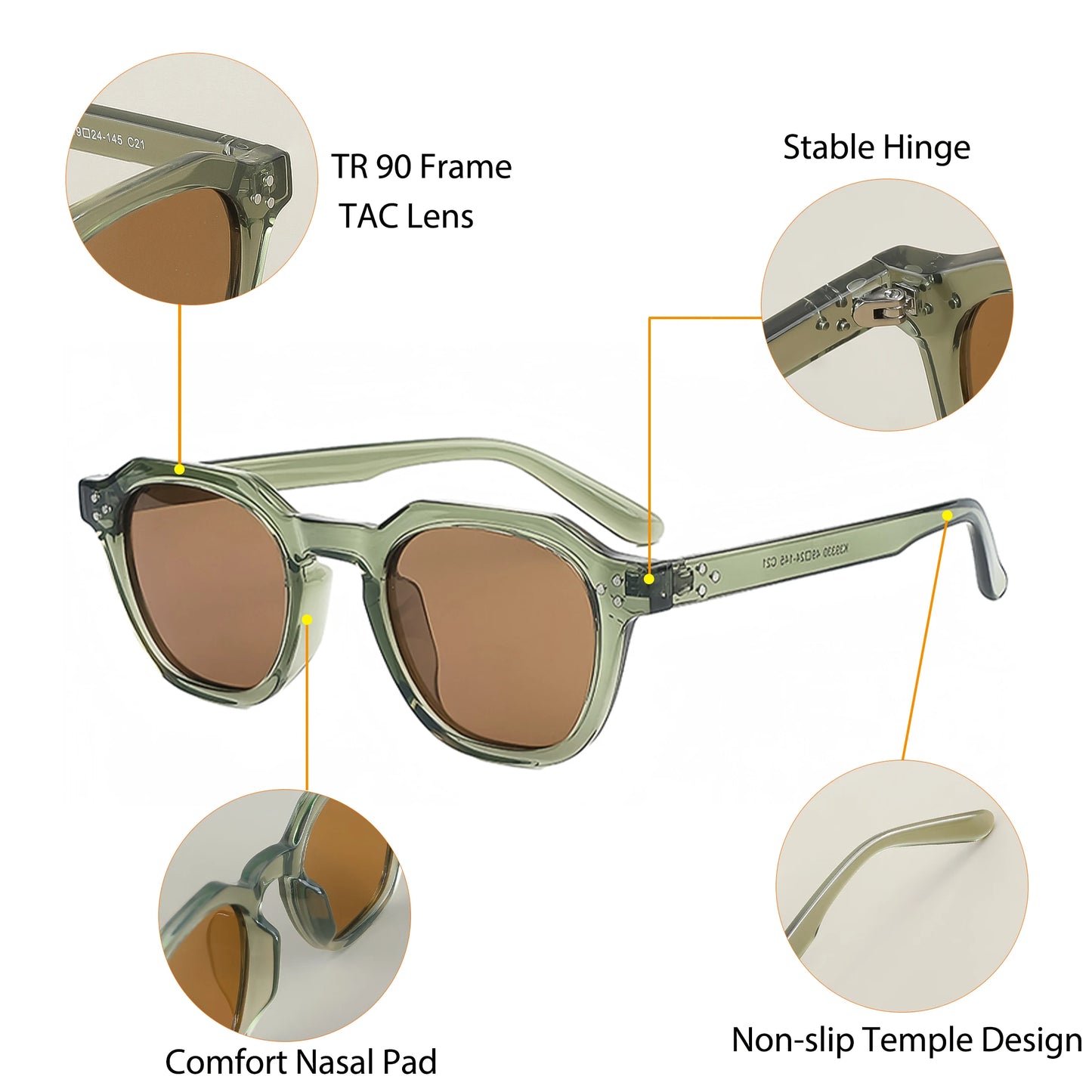 CATERSIDE Retro Polarized Men Sunglasses Acetate Temple / TR90 Frame Sun Glasses Women High Quality Sport Driving Travel Eyewear