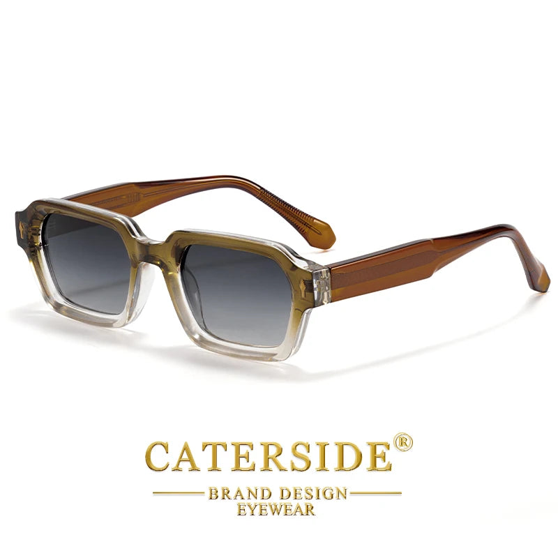 CATERSIDE Fashion Men's Polarized Sunglasses High-Quality Temple Tips Square Sun Glasses Women's Outdoor Party Glasses UV400