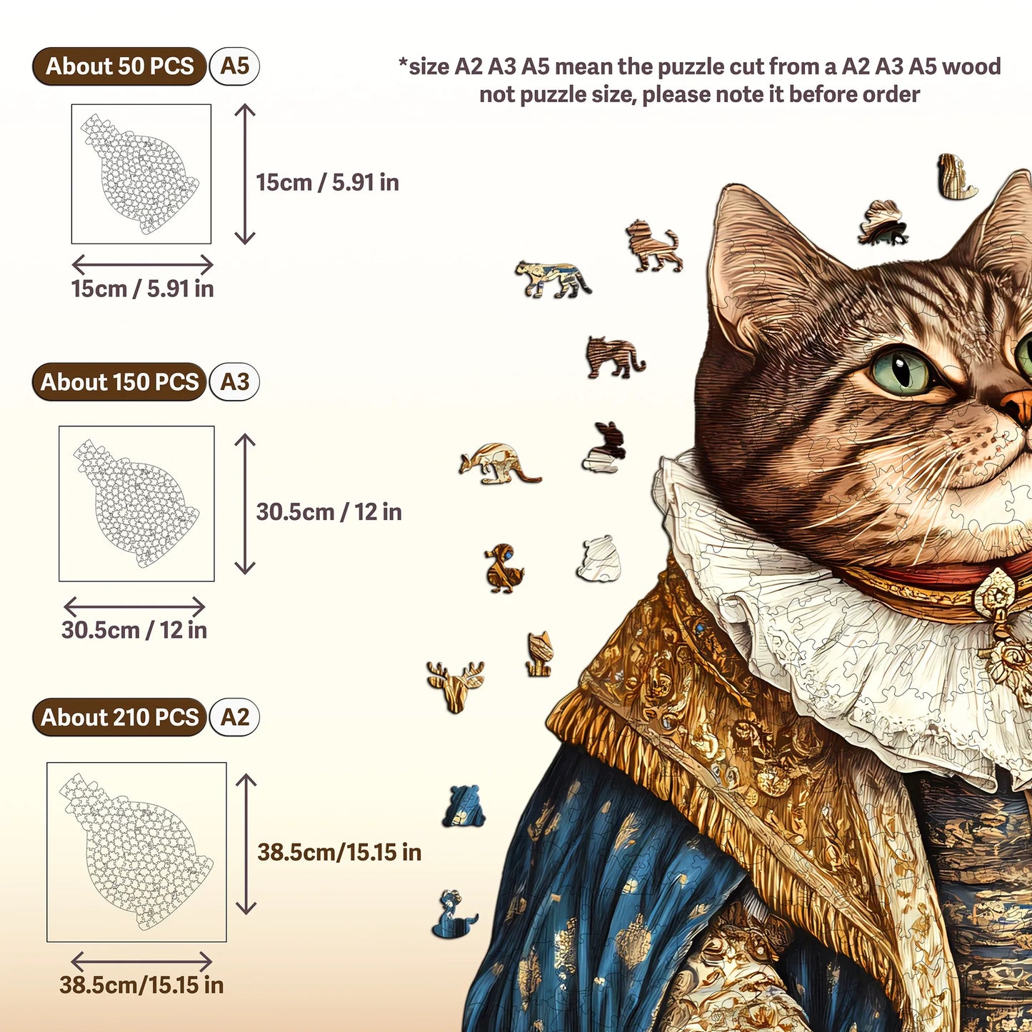 Artistic Cat Portrait Wooden Jigsaw Puzzles Unique Home Decor Christmas and Halloween Gift Toy For Teen And Kid