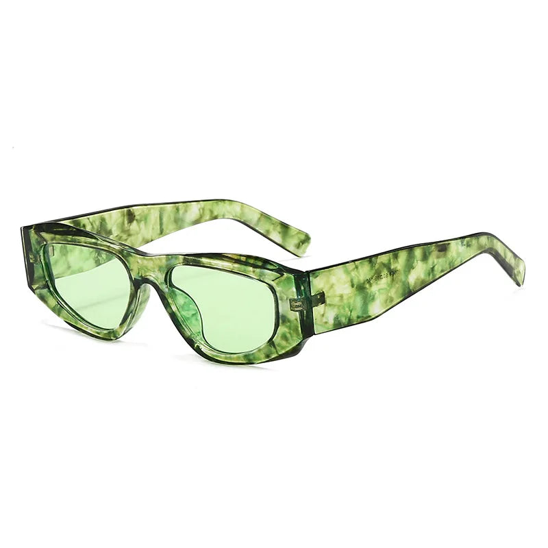 JNPCXI New Polygon Square Sunglasses Women Fashion Green Shades UV400 Retro Men Outdoor Sun Glasses