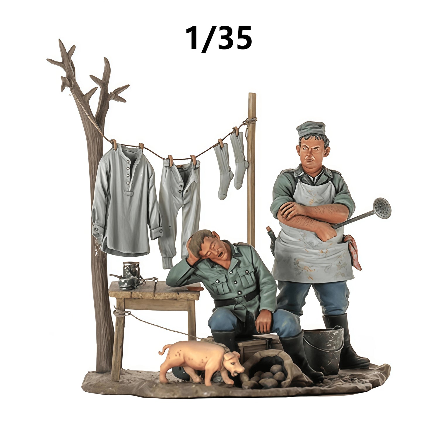 1/35 Casting Resin Model Assembly Kit GK, 2 Cooks Including Scene, Unpainted