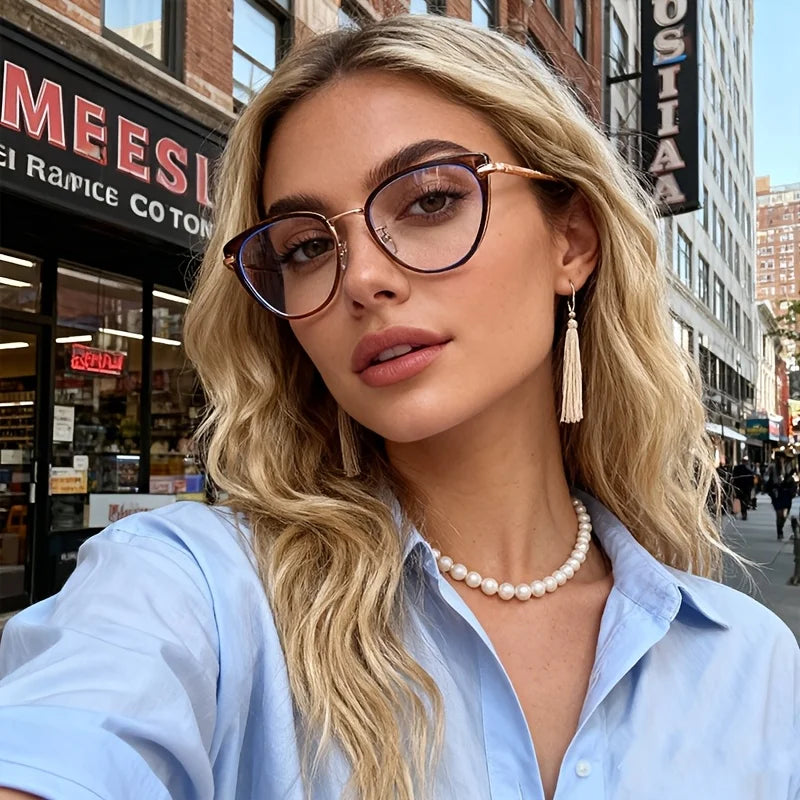 Retro Cat Eye Glasses for Women Glasses Anti Blue Light Ultra Light Glasses Frame Glasses