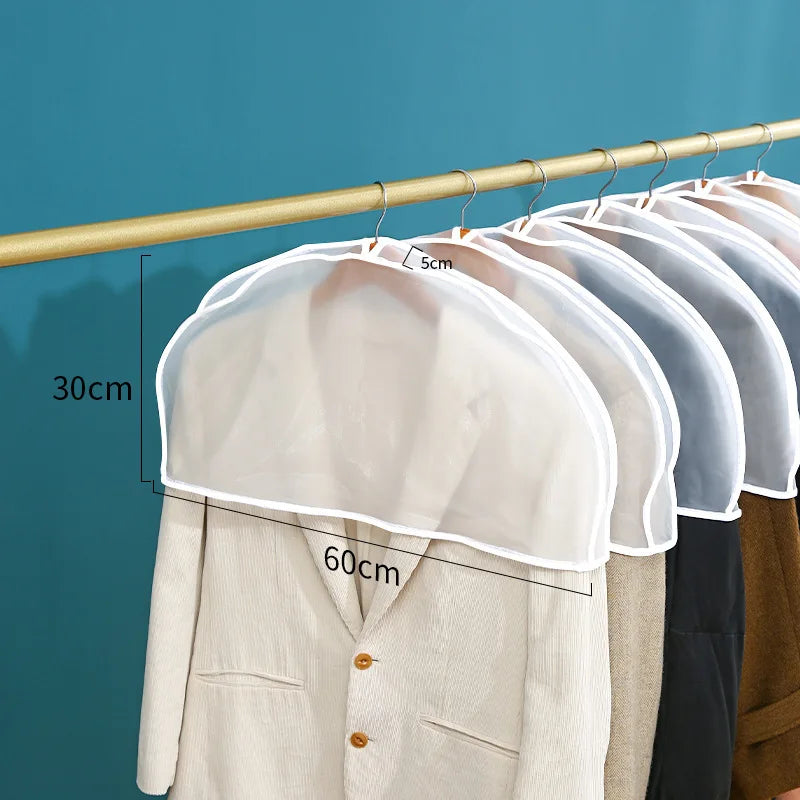 5pcs Durable Transparent Garment Protectors, Half-Body Suit & Coat Covers, Dust & Dirt Protection,Protects Suits,Jackets,Dresses