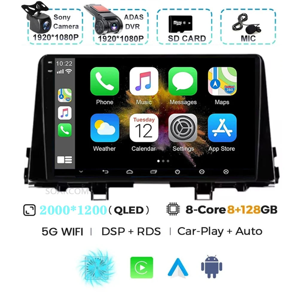 Android 15 For Kia Morning 3 Picanto 2015-2020 2K QLED Android Car Radio Multimedia Video Player GPS Stereo 4G CarPlay Head Unit