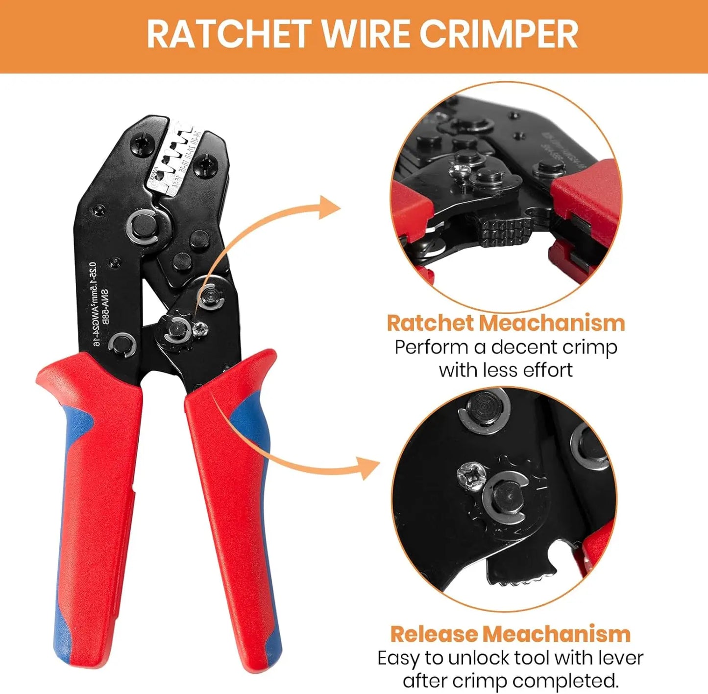 Wire Crimper Tool for Open Barrel Terminal Connectors, Electrical Crimping Tool for Molex Style Deutsch DELPHI AMP Dupont