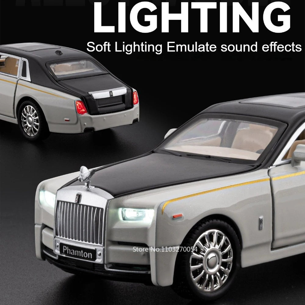 1:32 Rolls Royce Phantom Cullinan Diecast Alloy Model Toys Car Doors Opened with Sound Light Pull Back Toy Bookshelf Decorations