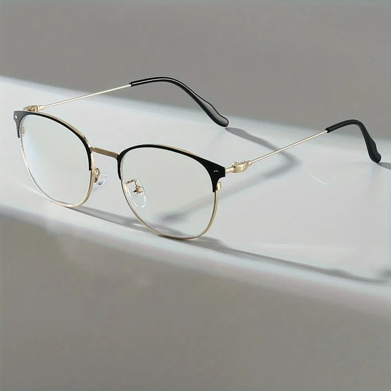 Ladies' Ultra Light Anti Blue Light Glasses Simple Square Frame Metal Hinge Design, Suitable for Digital Screens and Casual Wear
