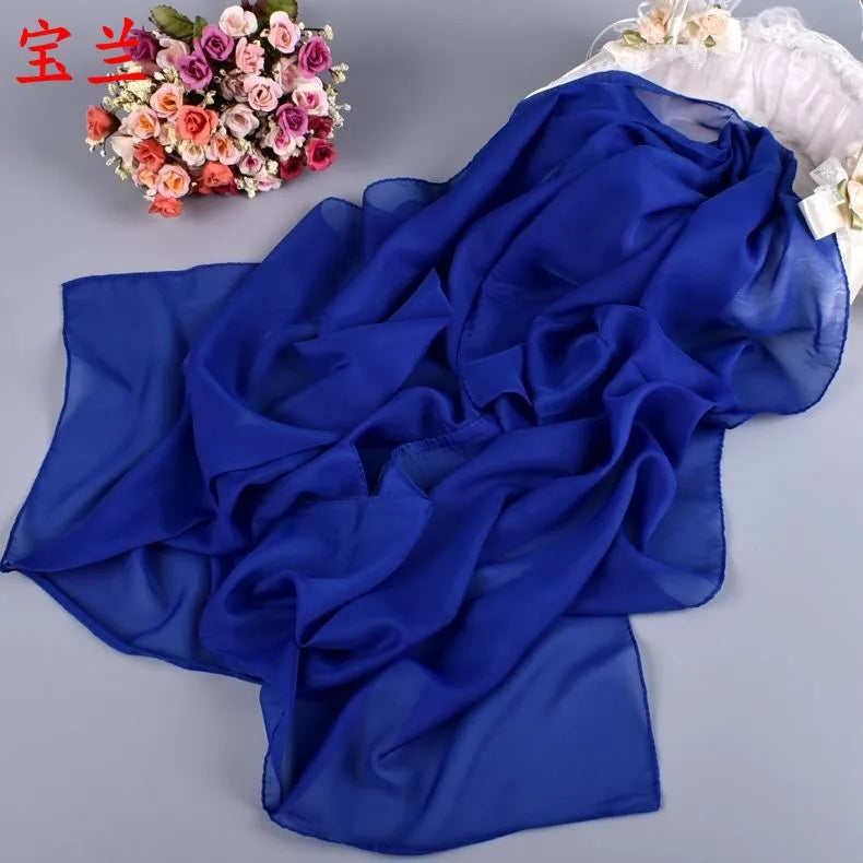 New Fashion Temperament Pure Monochrome Women's Long Chiffon Scarves Wholesale Yiwu Plain Pure Color Small Scarves