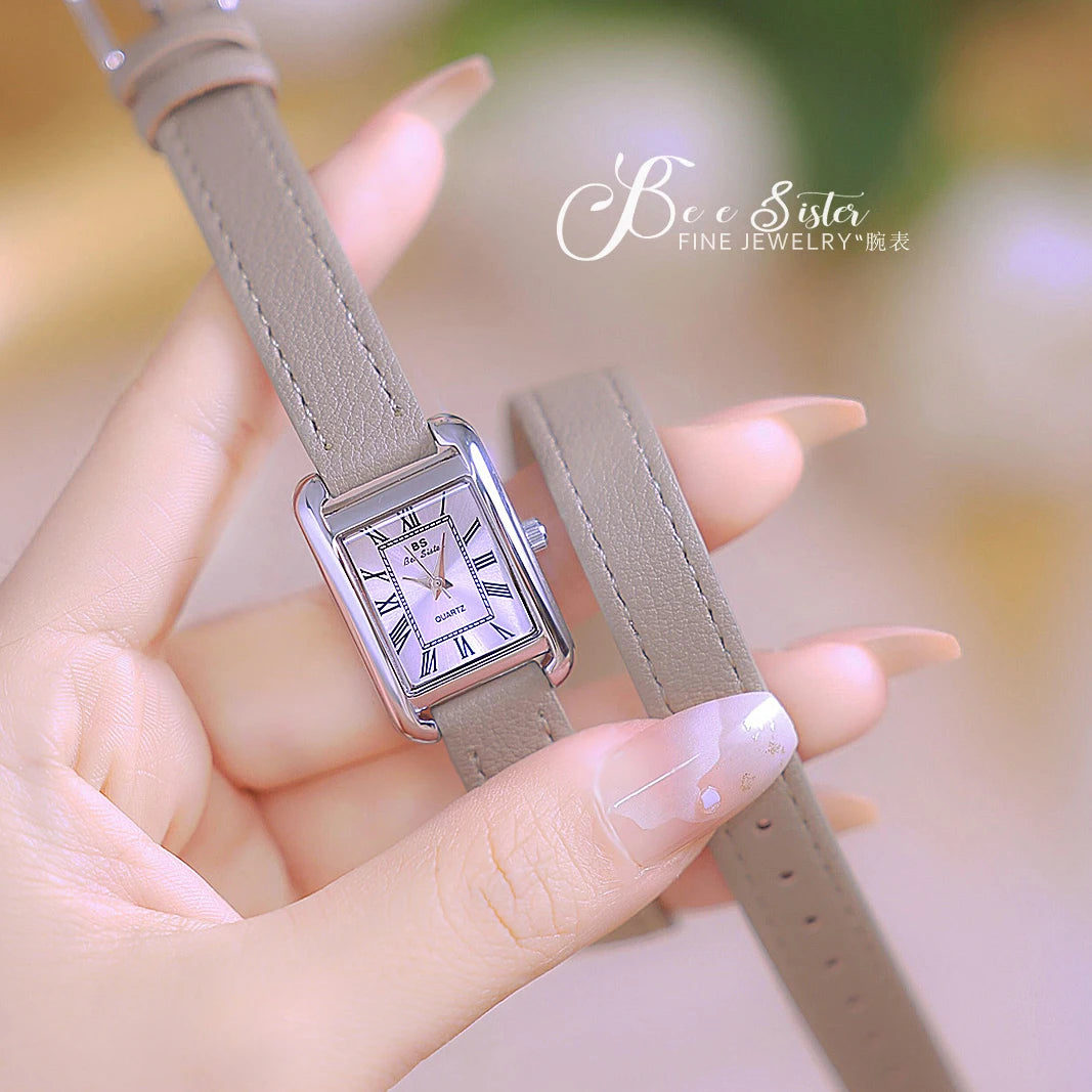 Women Watches Fashion Casual Square Black Genuine Leather Quartz Watche For Women Dress Elegant Clock Ladies Wristwatches