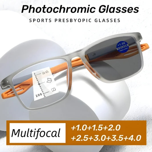3 in 1 Photochromic Reading Glasses +100 to +400 Reading Eyeglasse Women Male Vintage Color Changing Sunglasses Farsightedness G