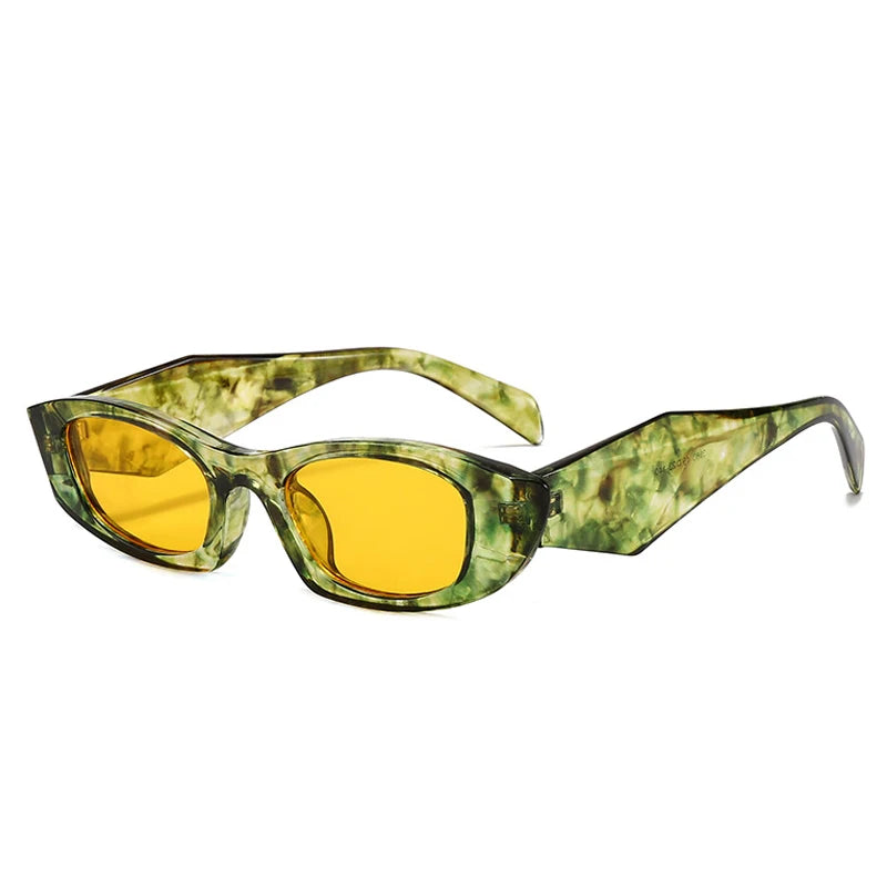 JNPCXI New Ins Popular Fashion Polygon Cat Eye Women Sunglasses Vintage Brand Designer Green Yellow Men Sun Glasses Shades UV400