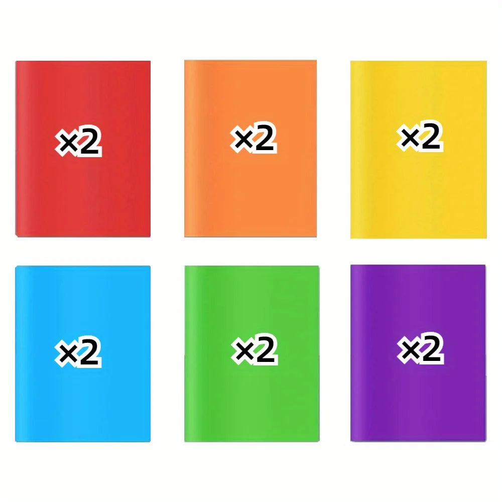 12Packs Plastic 2 Pocket Folders, Bulk Heavy Duty Folder in 6 Colors, Durable and Sturdy Folders for School and Office Supplies