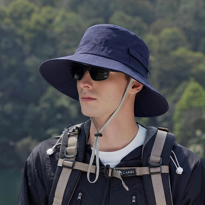 6153-New spring and summer style outdoor sun hat for men - hiking, fishing, camping, sun protection hat, wide brimmed boater hat
