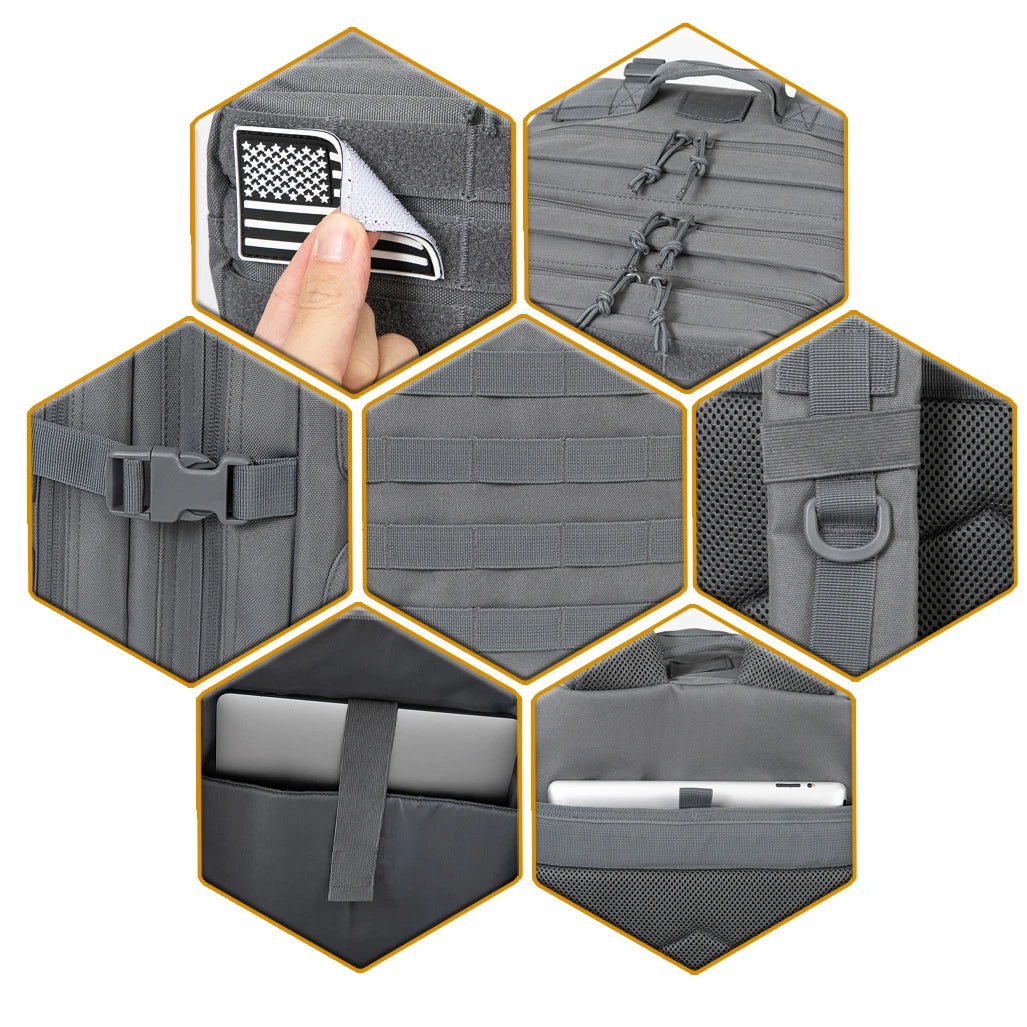 45L Tactical Backpack, Assault Survival Back Bags Hiking Treeking Rucksack Bags