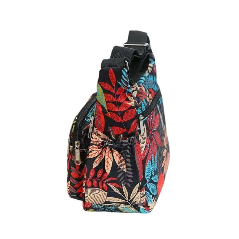 Large Capacity Female Nylon Flower ColorCloth Bag, Single Shoulder Crossbody Bag