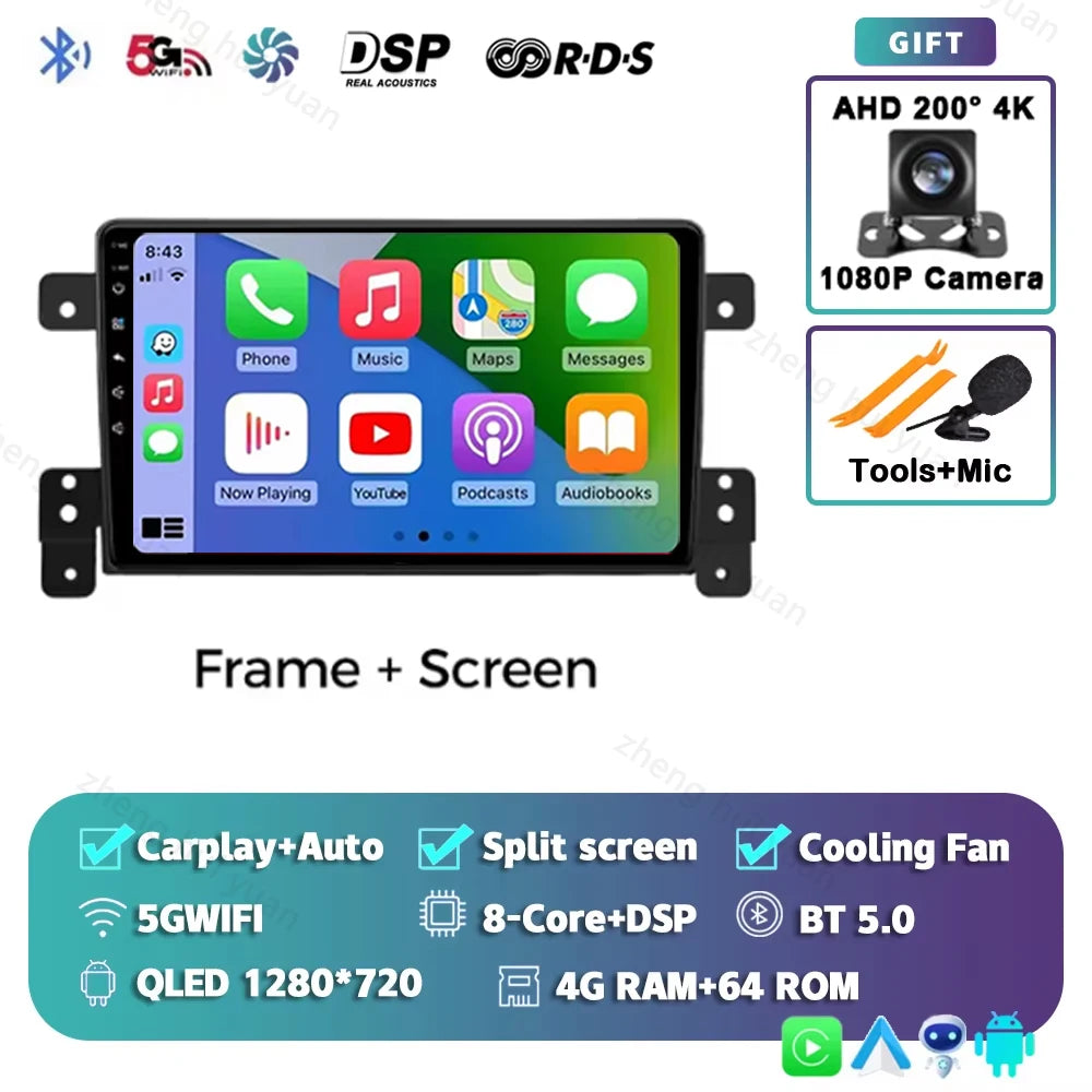 Android 15 CarPlay Auto For Suzuki Grand Vitara 3 2005-2014+ Car Radio Multimedia navigation video DVD Autoradio Stereo 2din 4G+
