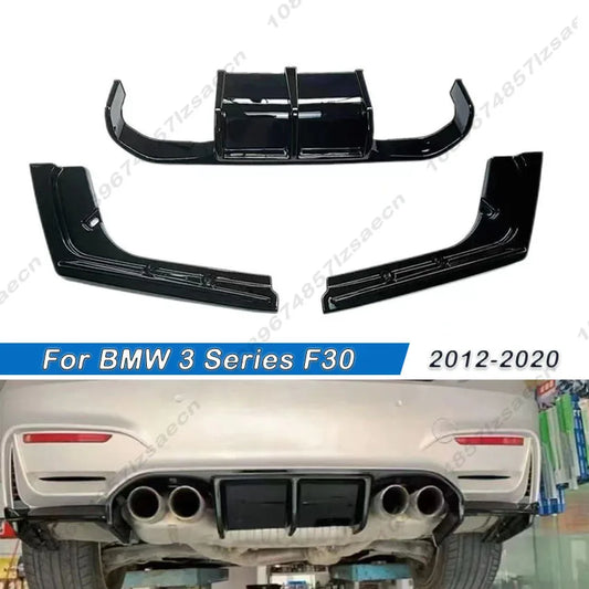 For BMW 3 Series F30 Dedicated M3 Model Car Rear Bumper Lip Spoiler Glossy Black Carbon Fiber Look With LED Brake Light Body Kit