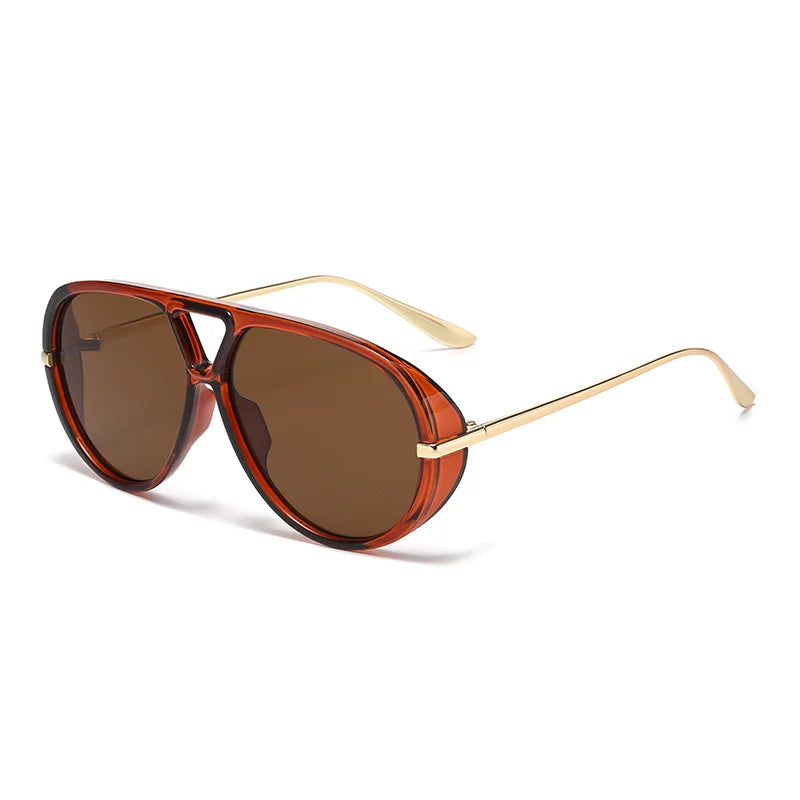 JNPCXI Fashion Double Bridges Pilot Women Oversized Sunglasses Retro Candy Color Green Gradient UV400 Men Punk Sun Glasses