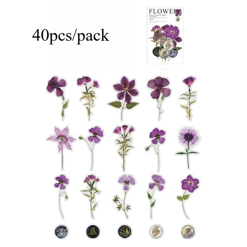 40pcs Elegant Vintage Floral Sticker Pack: Boost Your DIY Projects, Scrapbooks & Journals with Easy-to-Apply, Retro Bloom Decals