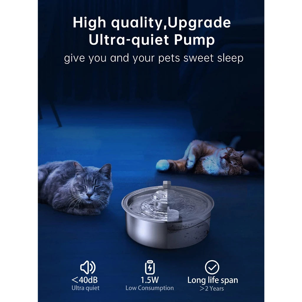 Cat Water Fountain 304 Stainless 2.0L Automatic Circulating Pet Water Fountain
