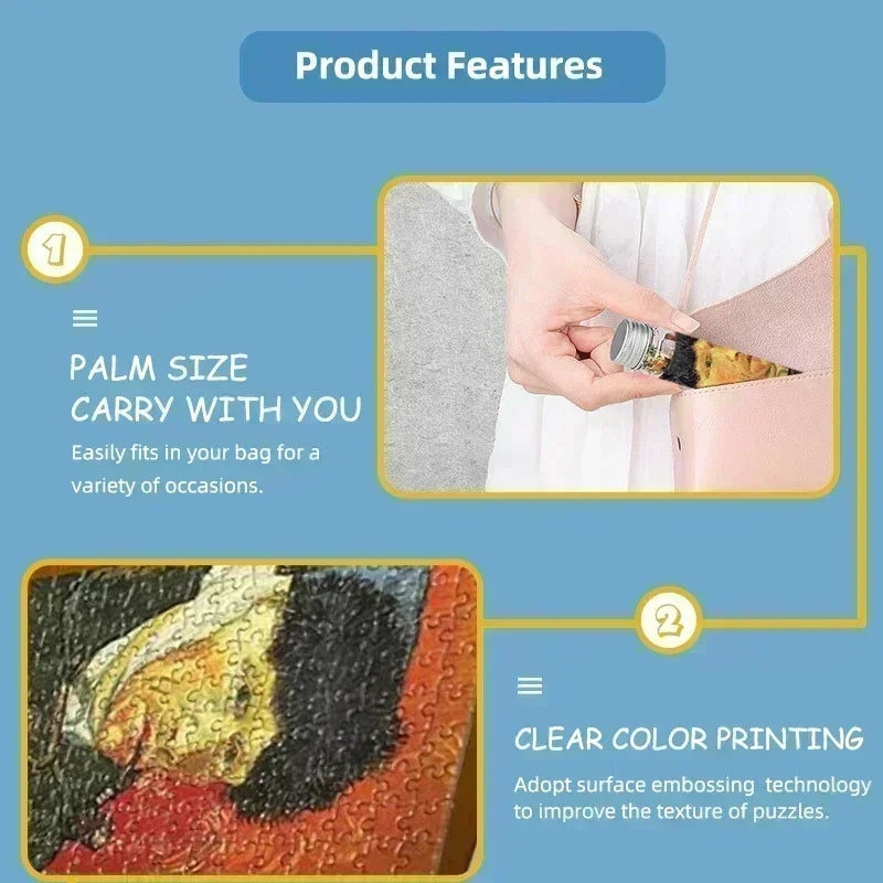 150pcs test tube jigsaw puzzle Van Gogh Painting Puzzles with Puzzle Storage Tray Plastic Sorting Tray Jigsaw Aids