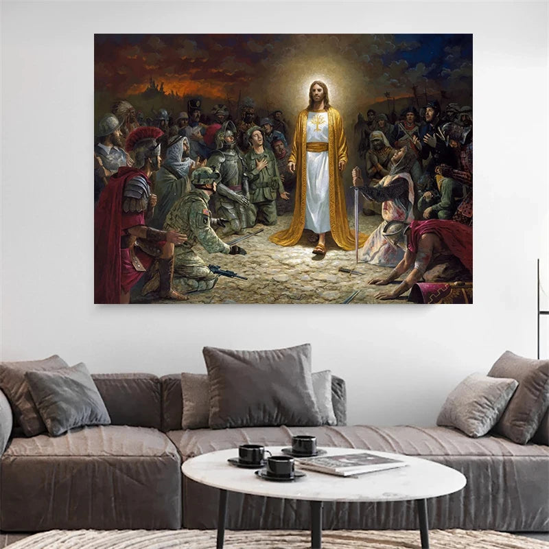 Jesus Lion Walk Christian Hand of God Canvas Paint Religious Posters Wall Art 11