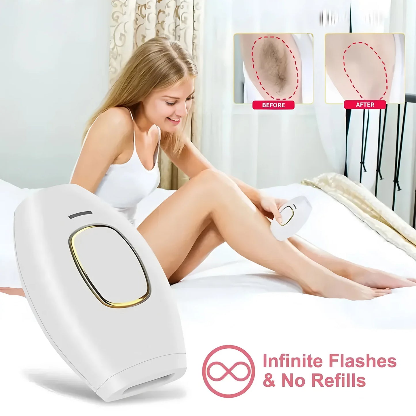 Laser Hair Removal Unlimited Flash Ice-cooling IPL Device, Long-Lasting Results