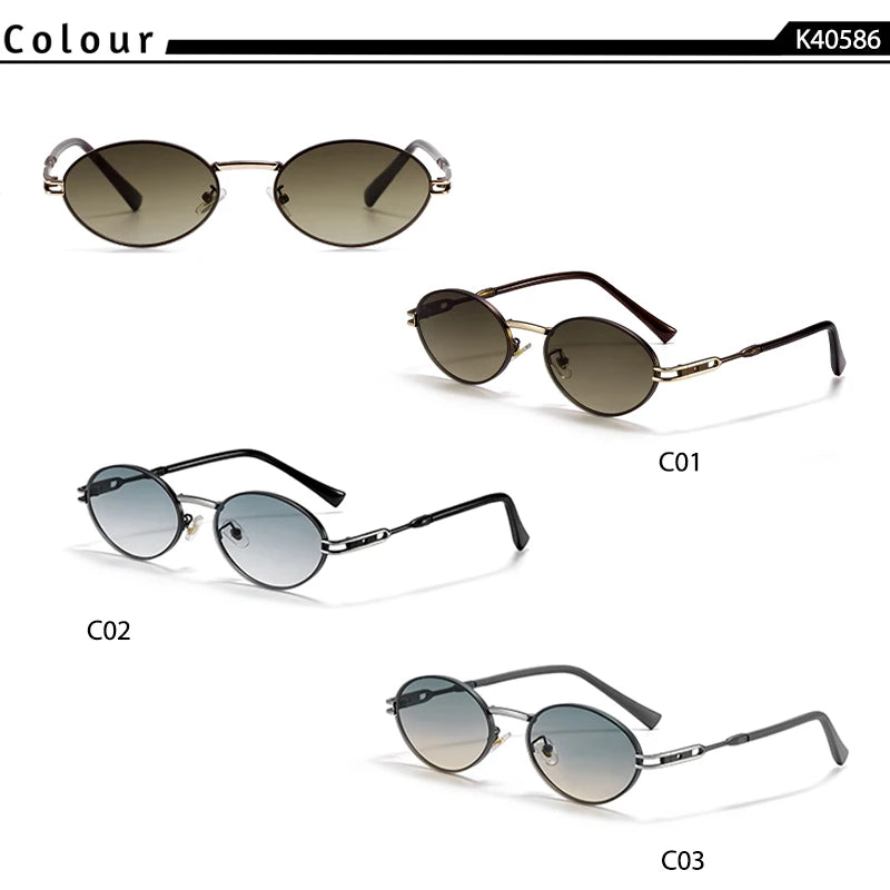 CATERSIDE Vintage Men's Oval Sunglasses Vintage Small Metal Frame Design Sun Glasses Women's Travel Party Eyewear UV400