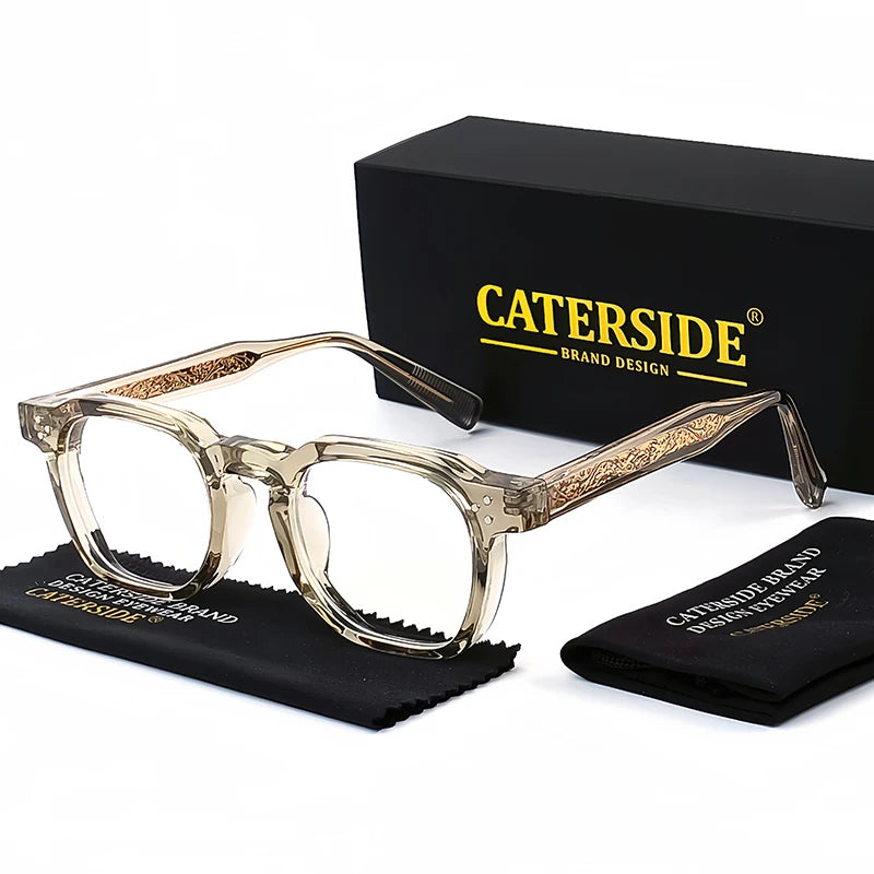 CATERSIDE New Square Flat Light Glasses for Men Women Retro TR Frame Eyeglass High-Quality Eyewear Minimalist Matching