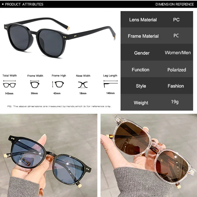 JNPCXI Retro Square Women Polarized Sunglasses Fashion Rivets Decoration Men Punk Driving Sun Glasses Shades UV400