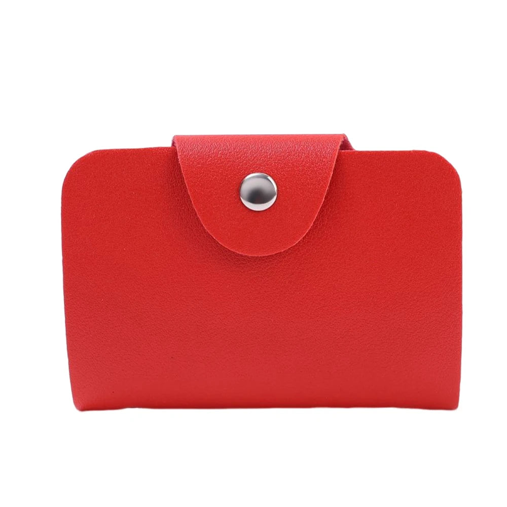 Red 24 Bits Card Holder Business Bank Card Cash Pocket PU Large Capacity Wallet
