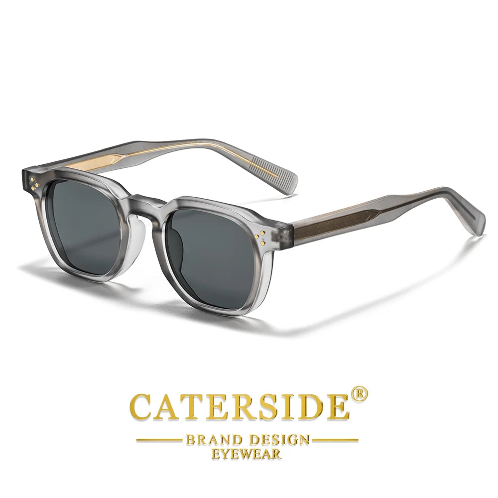 CATERSIDE New Square Men's Sunglasses Personalized Temple Tips Design Sun Glasses Women's Travel Party Eyewear Festival Gift
