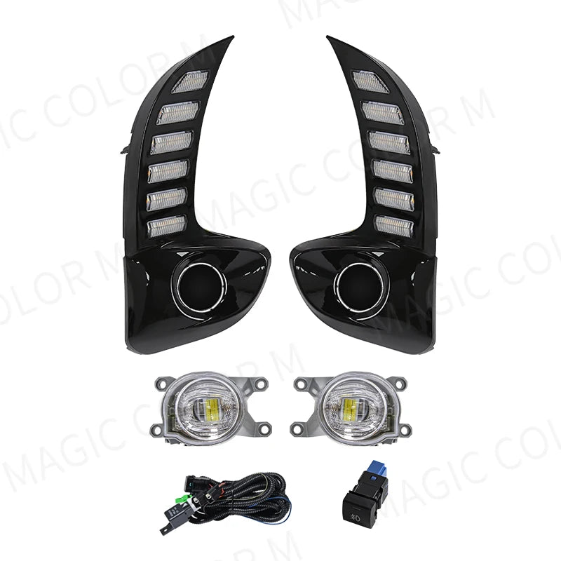 Led DRL For Toyota Yaris Vios 2020 2021 2022 Daytime Running Light Fog Lamp Turn Signal Front Bumper Yellow White Accessories