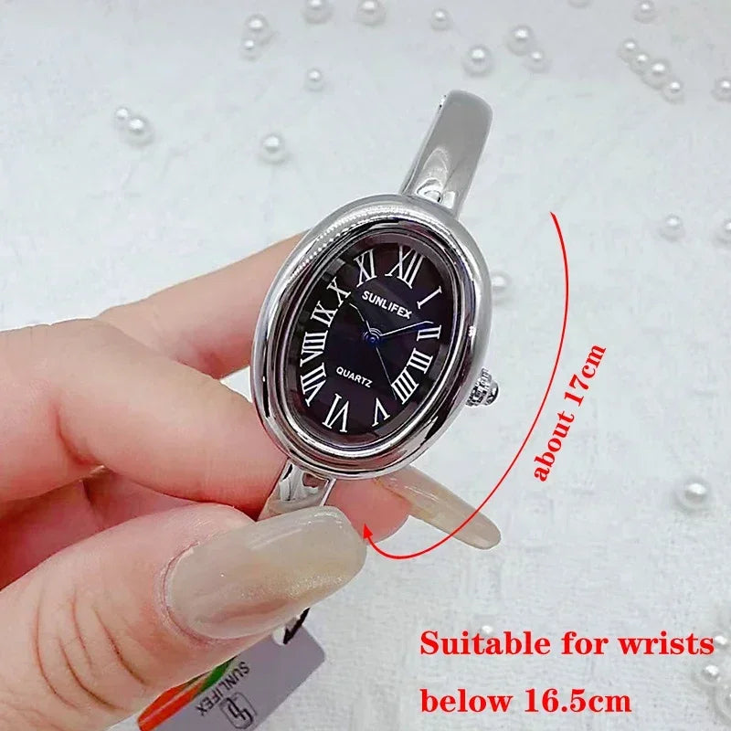 Dropshipping Famous Brand Watches Women Diamond Encrusted Oval Dial Quartz Watch Luxury Gifts Bracelet Wristwatch Reloj Mujer