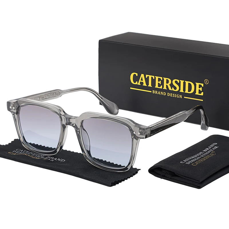 CATERSIDE Retro Sunglasses Men's Square Frame Brand Design Core Insert Temple Sun Glasses Women's Travel Party Holiday Gift