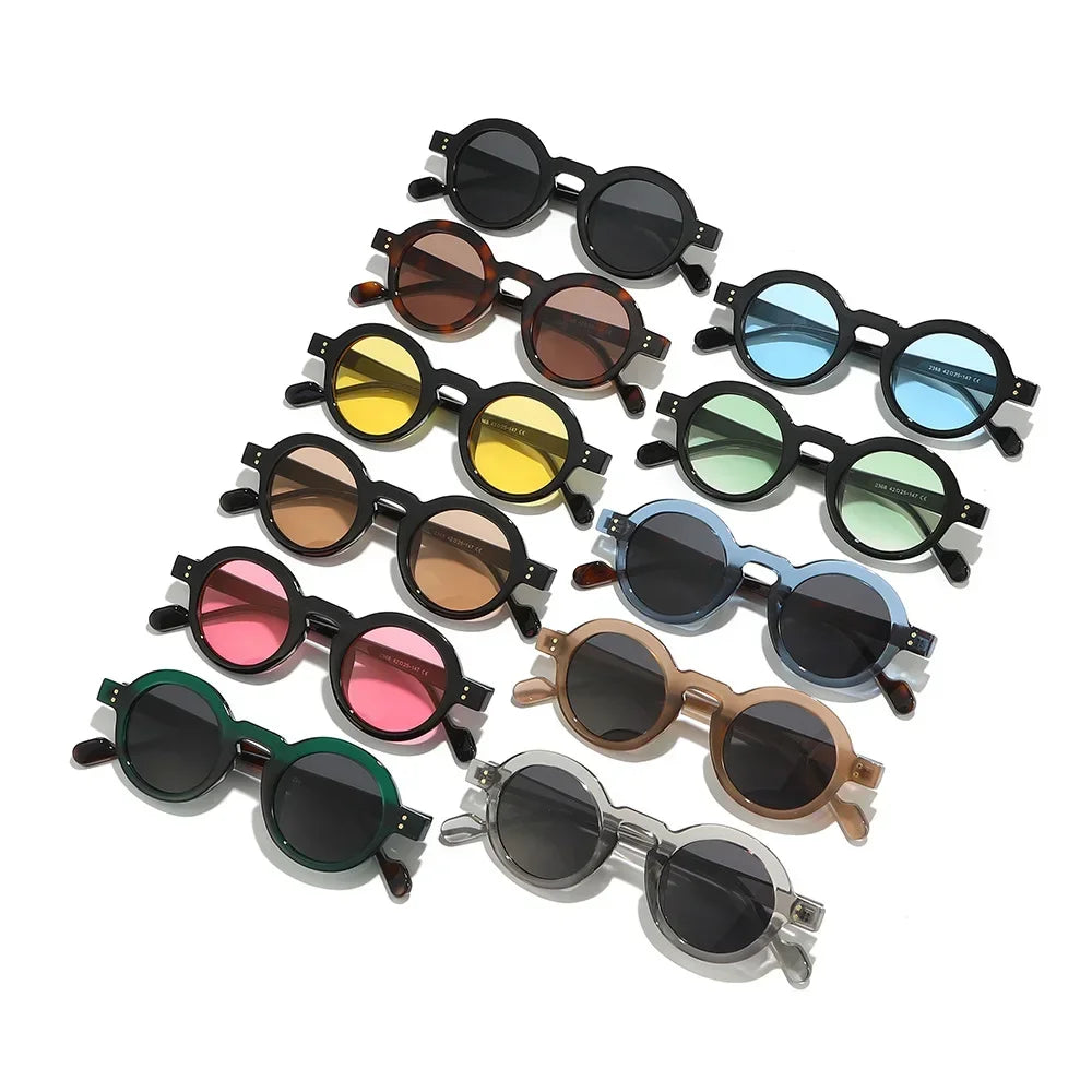 JNPCXI Retro Small Round Sunglasses Women Fashion Clear Ocean Lens Shades UV400 Men Rivets Trending Punk Sun Glasses