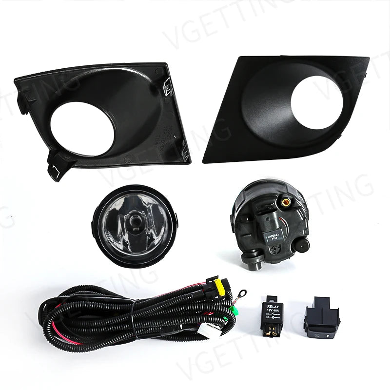 For Nissan Tiida 2007 2008 2009 2010 2011 LED Fog Light Lamp Headlights Cover Hood Frame Waterproof Car Accessories Left Right