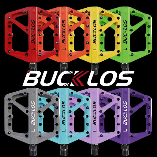 BUCKLOS Anti-slip Bicycle Pedal DU Bearing Mountain Road Bike Pedals Ultralight Nylon MTB Cycling Flat Pedal Bike Accessories