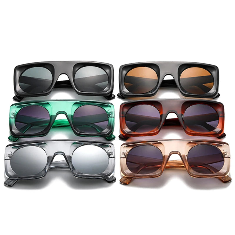 JNPCXI Vintage Square Sunglasses Women Black Tea Gradient Mirror Shades UV400 Fashion Punk Men Sun Glasses