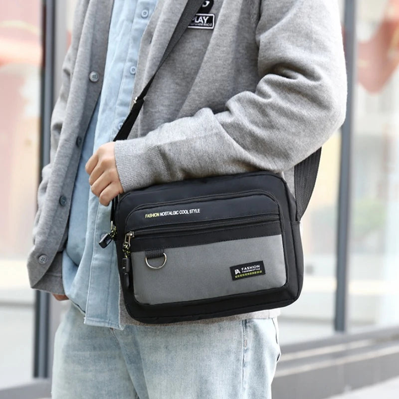 New Multi-pockets Men's Shoulder Bag Waterproof Large Capacity Men's Business Bag Work Travel Canvas Crossbody Bag for Male