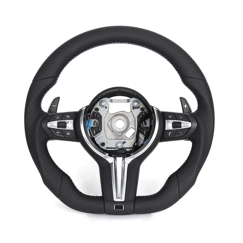 M Sport Steering Wheel for BMW Flat Bottom Full Perforated Leather 7 Series F01 F02 F06 F10 F20 F22 F25 F26 F30 M3 F80 M4 F82 M5
