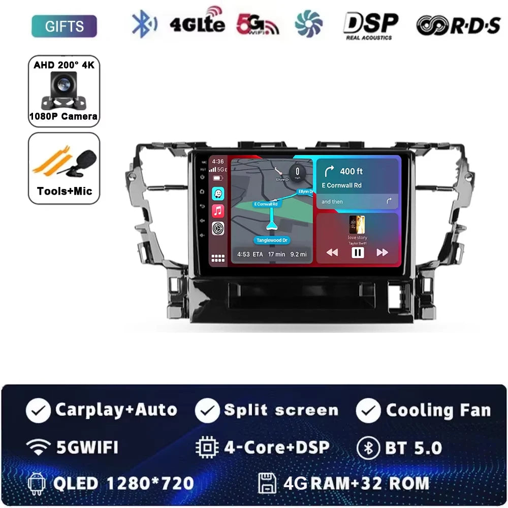 For Toyota Alphard H30 2015 - 2020 Android 15 Car Radio GPS Navigation QLED Carplay Auto Multimedia Stereo Player BT