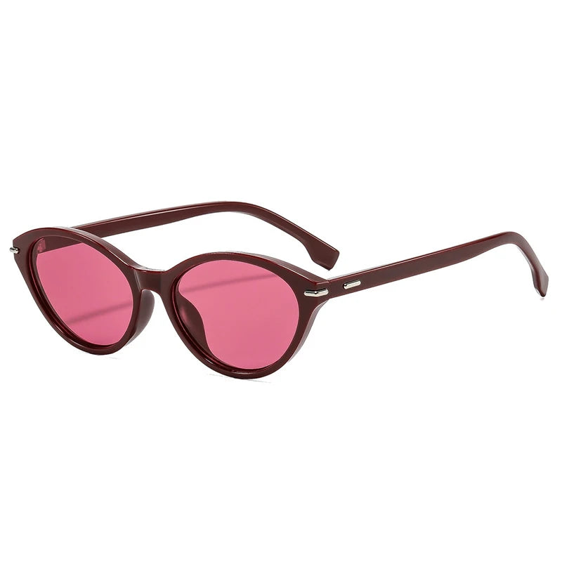 JNPCXI New Fashion Cat Eye Candy Color Sunglasses Women Retro Rivets Trending Red Men Shades UV400