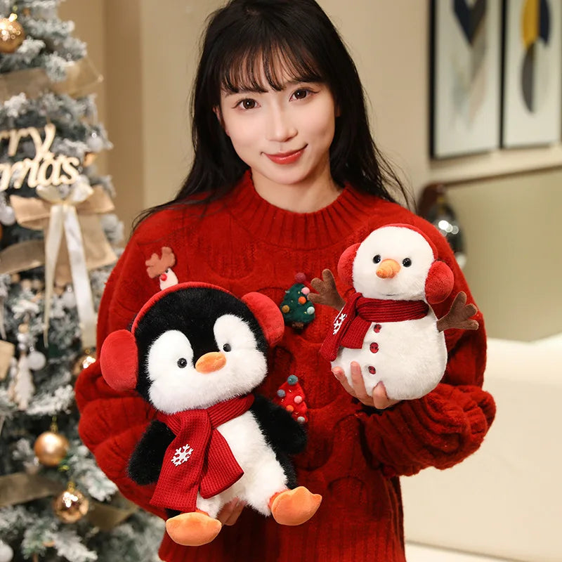 20/28cm Winter Series Plush Toy Snowman Penguin Plush Doll Soft Stuffed Animal Doll Festive Atmosphere Decor Kid Gift