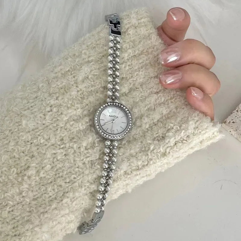 Luxury Women Watch Fashion Pearl Studded Bracelet Strap Quartz Wristwatches Ladies Gift Dropshipping Para Mujer Relogio Feminino