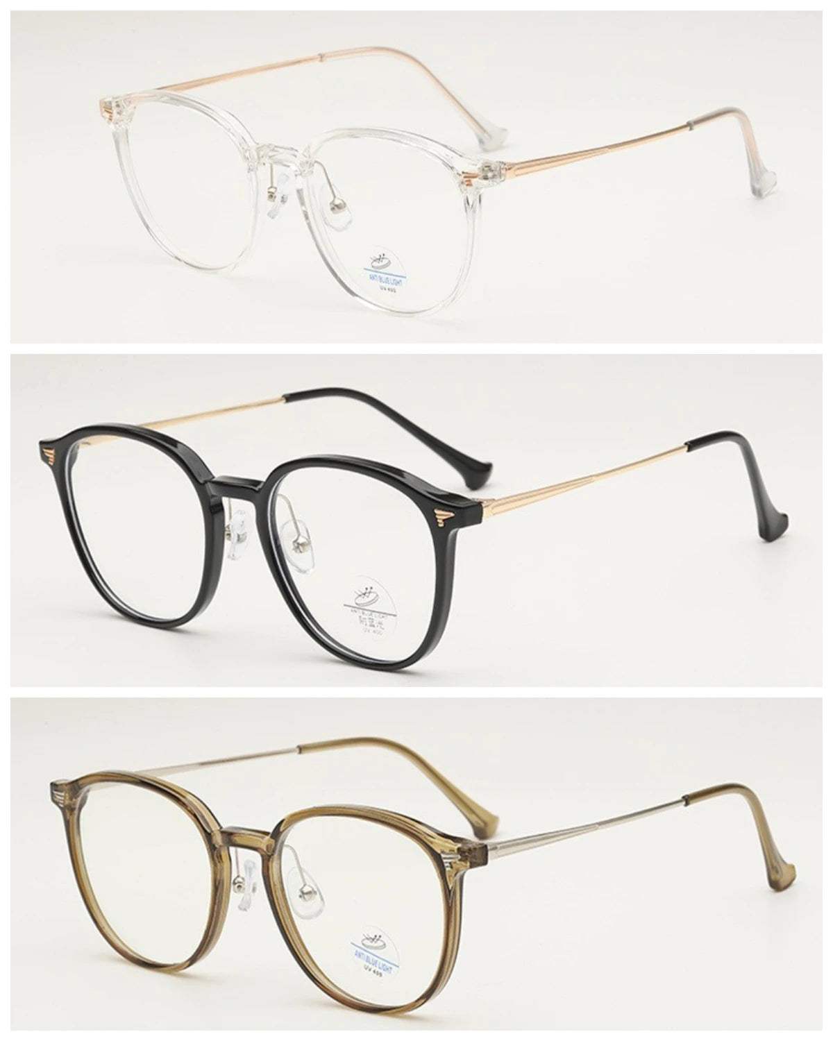 3pcs Women's Fashion Frame Ultra Light Oval Anti Blue Light Glasses Suitable for Daily Office Wear