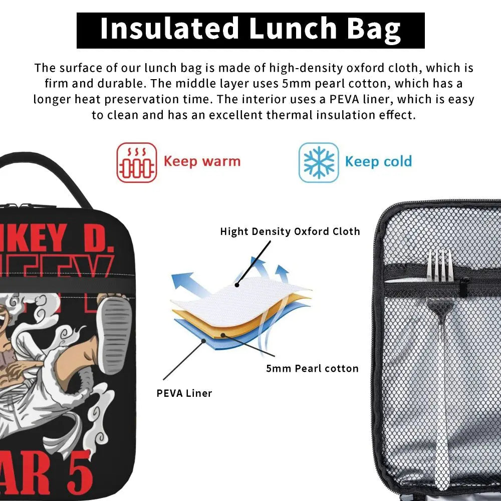 One Piece Monkey D Luffy Anime Insulated Lunch Thermal Bag Work School Bag M20