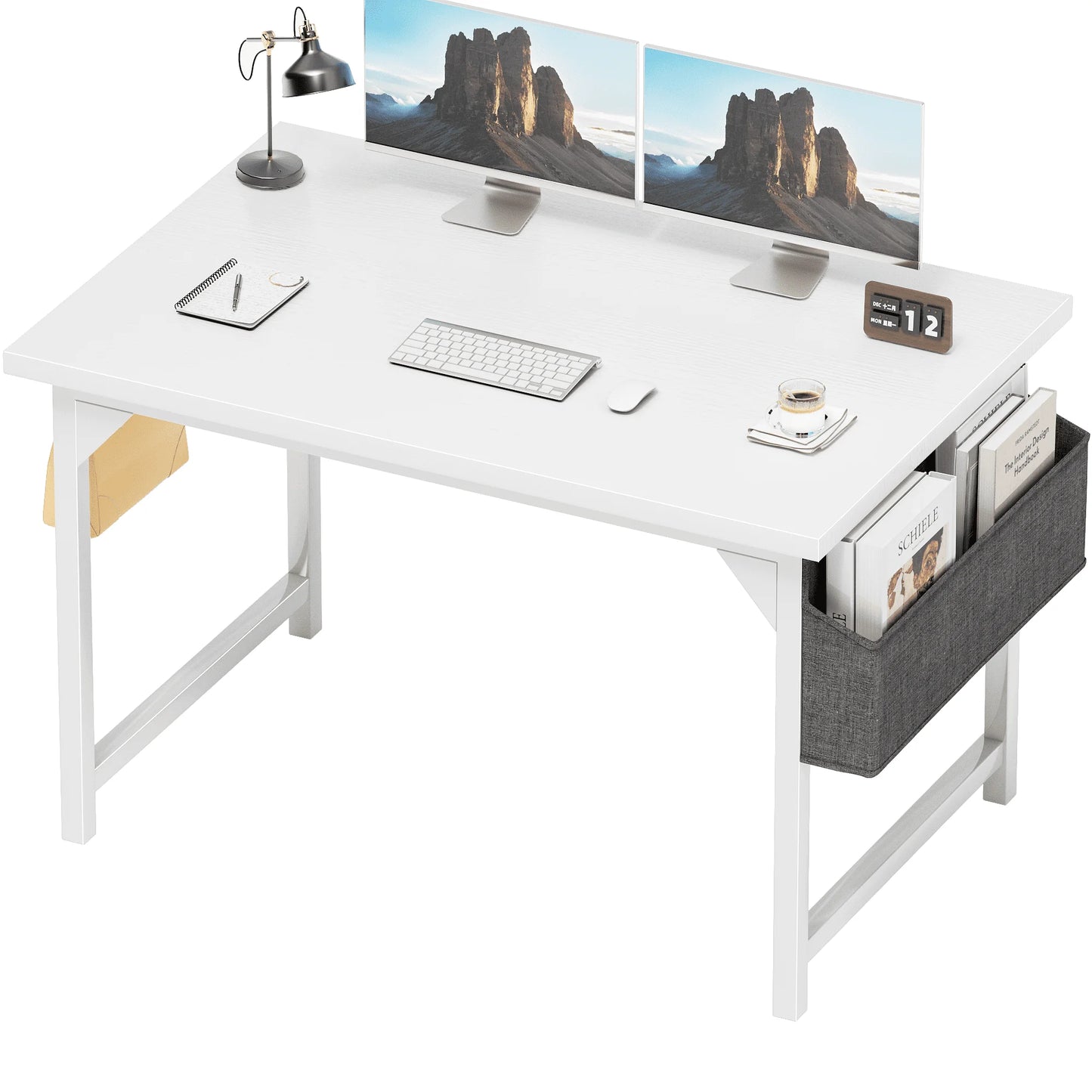 Computer Desk 40" Small Office Desk Modern Writing Desk with Storage Book Bag